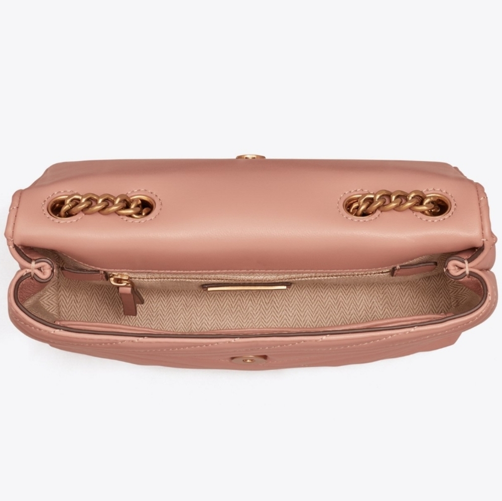 TORY BURCH New Kira Chevron Small Convertible Shoulder Bag - Pink - Picture 8 of 16